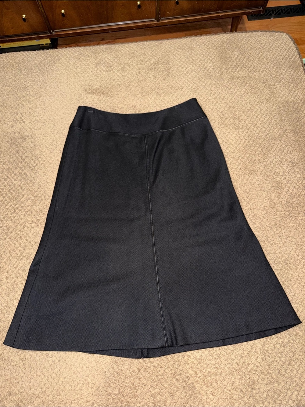 Ann Taylor Black A-Line Wool Midi Skirt